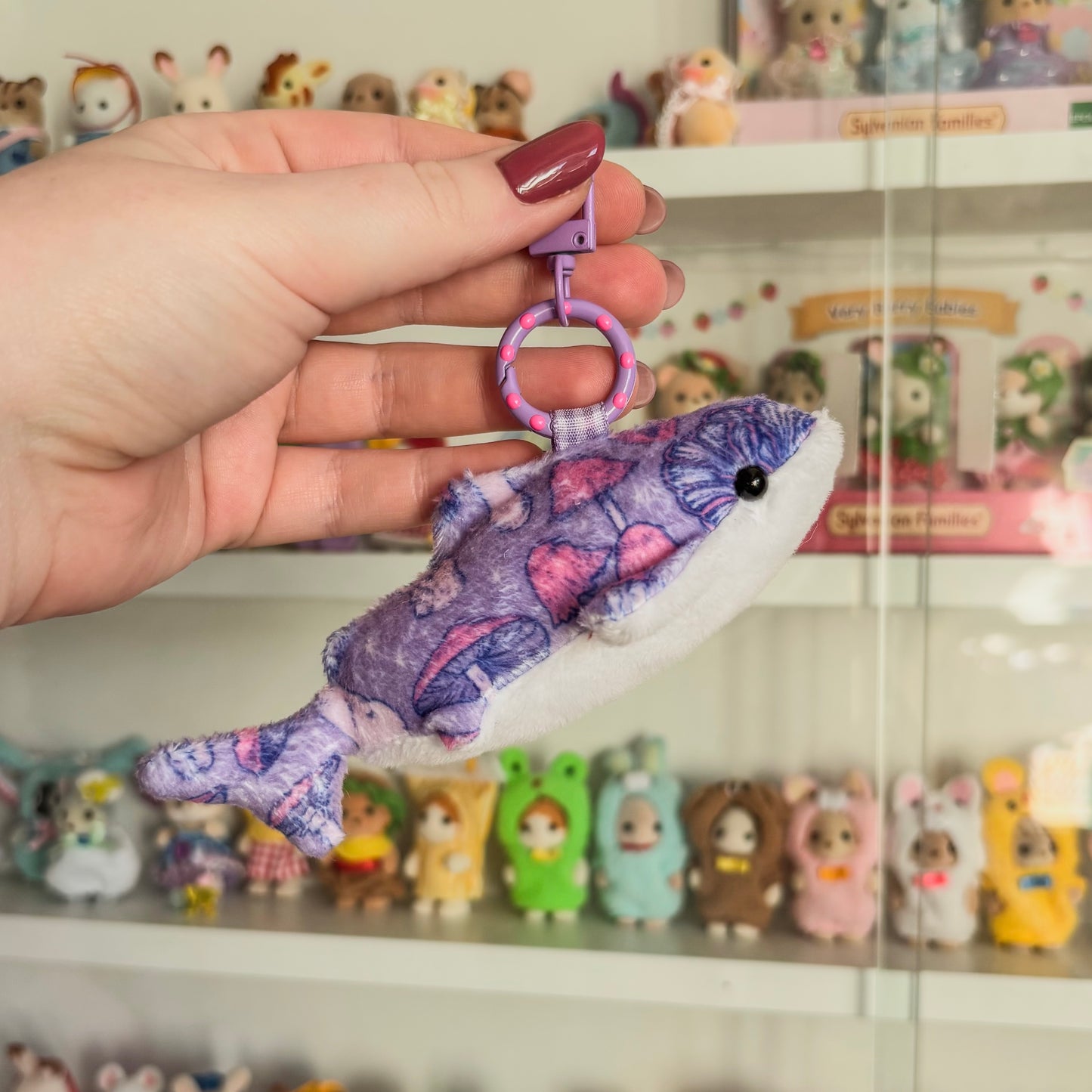 Purple Mushroom Shark Keychain
