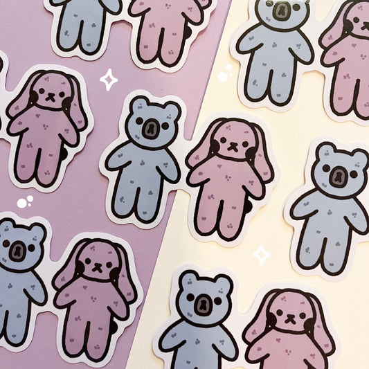 Teddy and Bunny Glossy Sticker