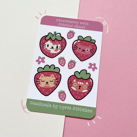 Strawberry Cats Sticker Sheet