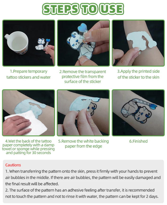 Teddy and Bunny Temporary Tattoo