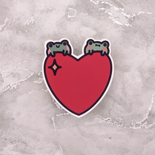 Frogs on heart sticker