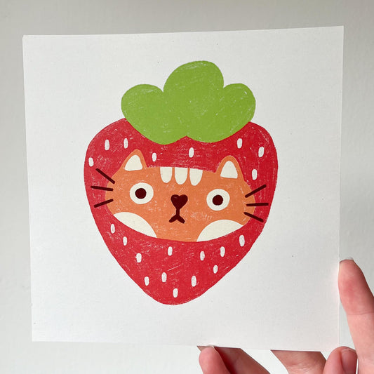 Strawberry Cat Print