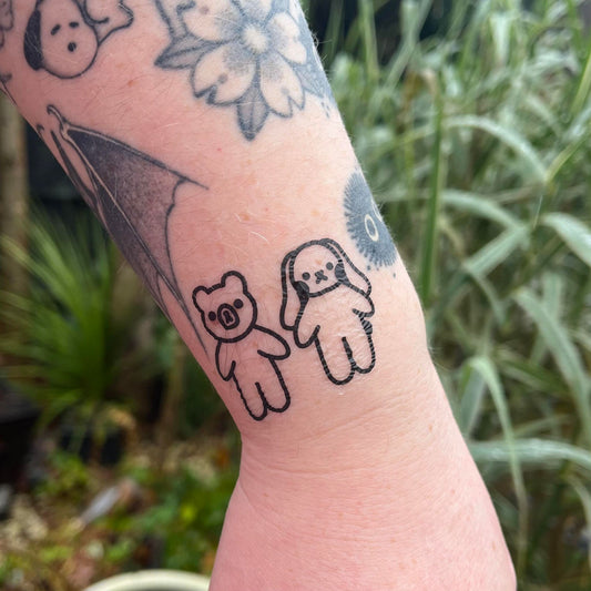 Teddy and Bunny Temporary Tattoo