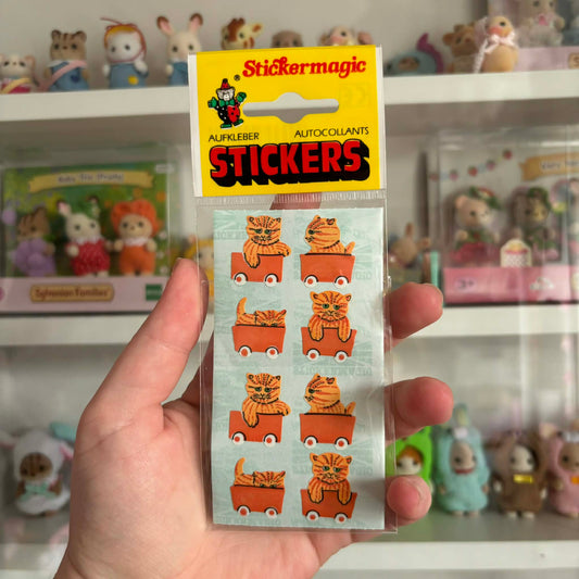 Kittens in train Sticker Sheet